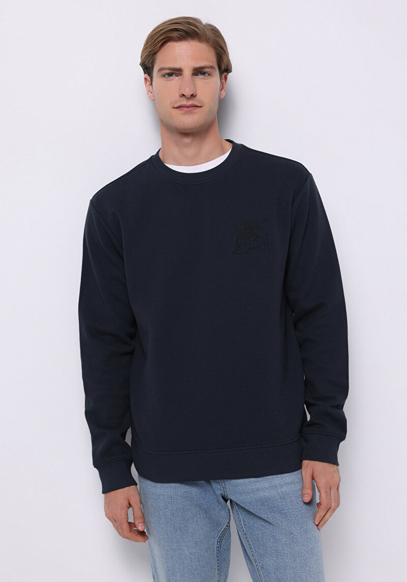 Imagine a Hanorac / Bluza De Barbati Albastru Marin Regular Fit Cl1075351