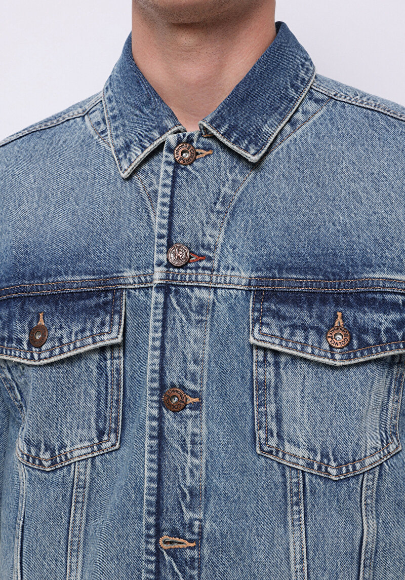 Imagine a Jacheta De Barbati Albastru Deschis Oversize Fit Cl1076176