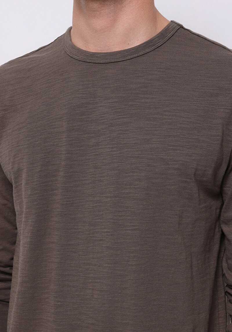 Imagine a Tricou Cu Maneca Lunga De Barbati Maro Regular Fit Cl1076432