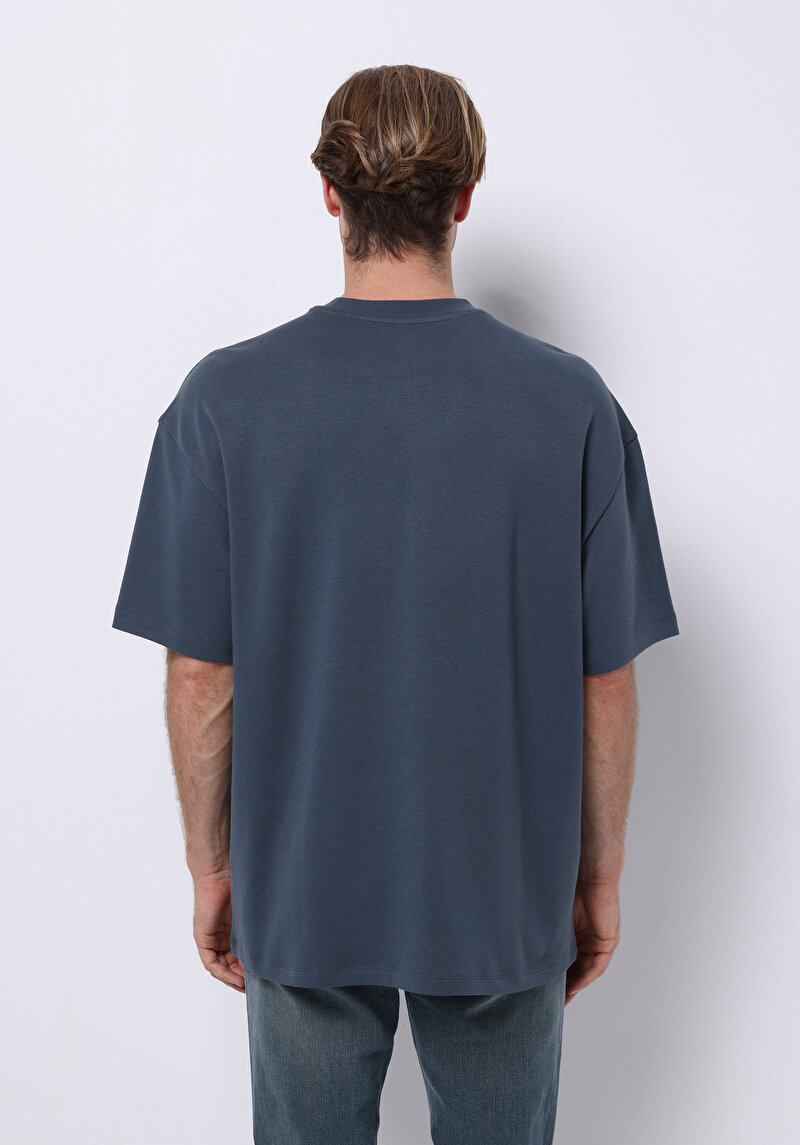 Afișați detalii pentru Tricou Cu Maneca Scurta De Barbati Albastru Oversize Fit  Cl1076602