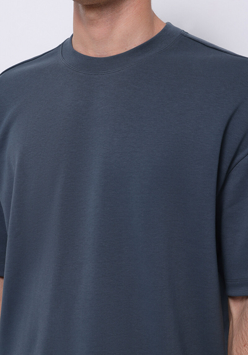 Afișați detalii pentru Tricou Cu Maneca Scurta De Barbati Albastru Oversize Fit  Cl1076602