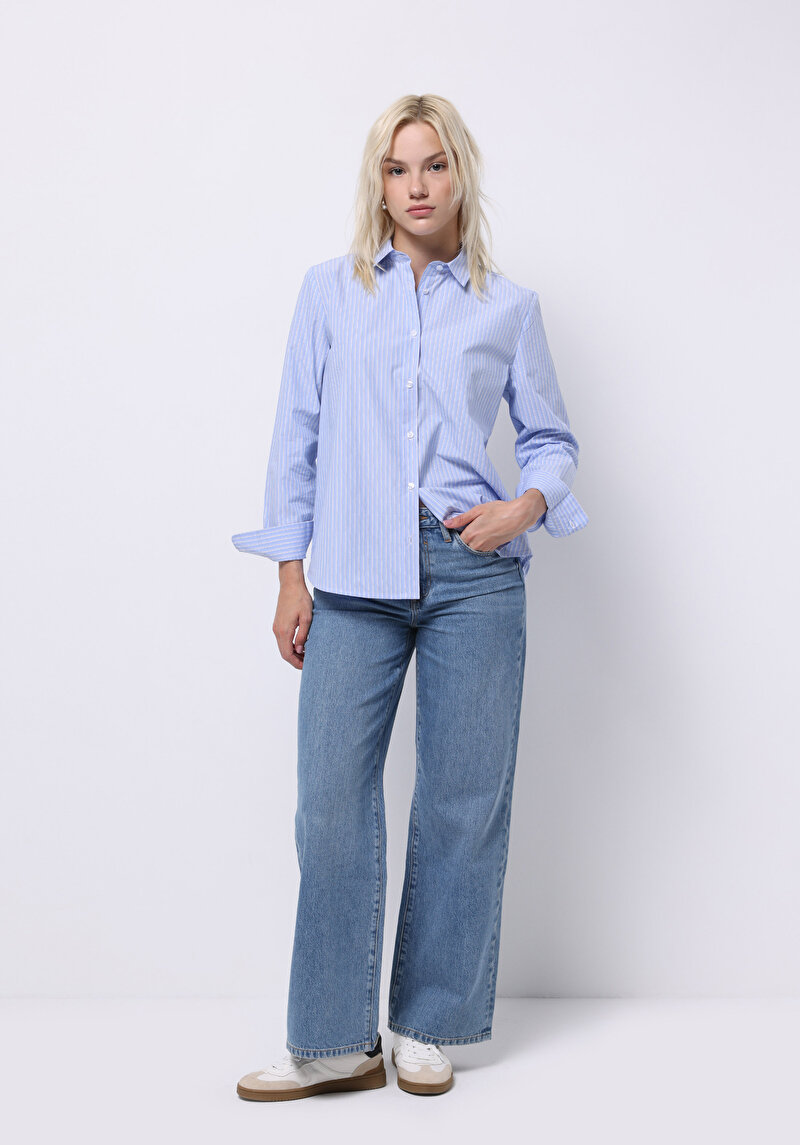 Imagine a Camasa Cu Maneca Lunga De Dama Albastru Regular Fit Cl1075215