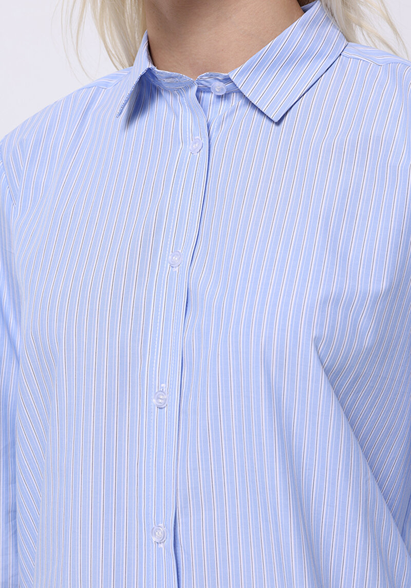 Imagine a Camasa Cu Maneca Lunga De Dama Albastru Regular Fit Cl1075215