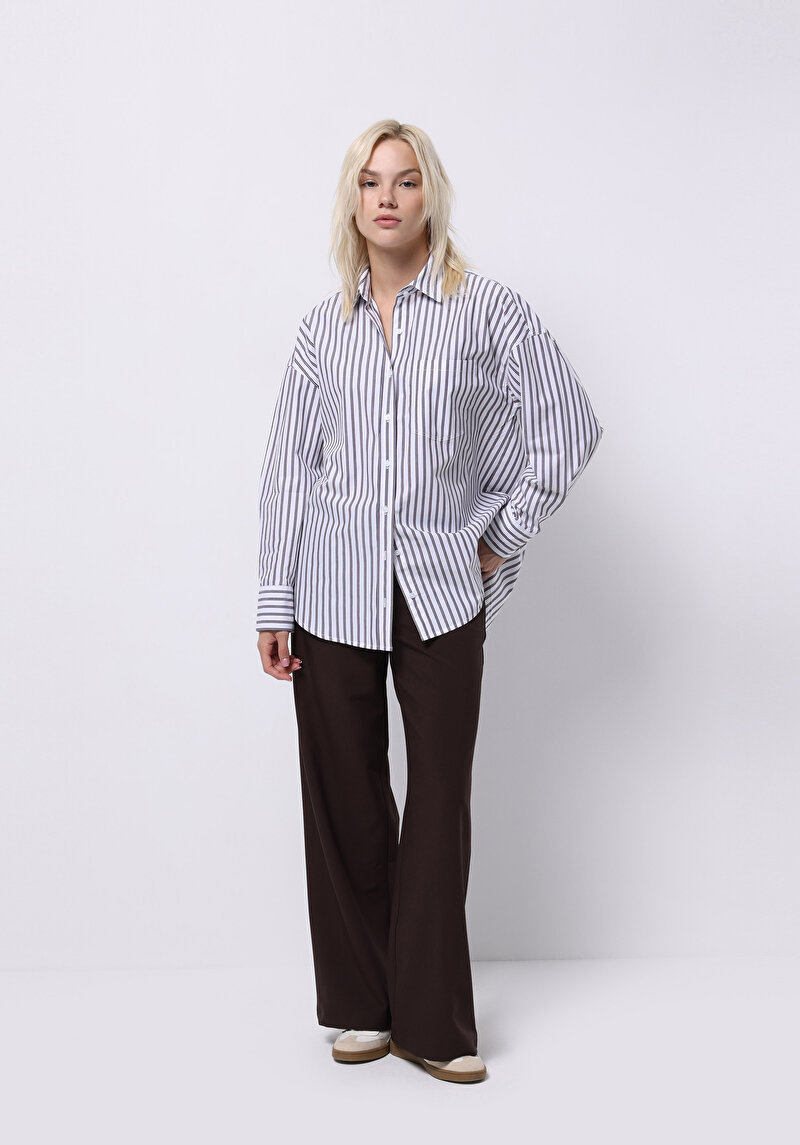 Imagine a Camasa Cu Maneca Lunga De Dama Mov Relax Fit Cl1075562