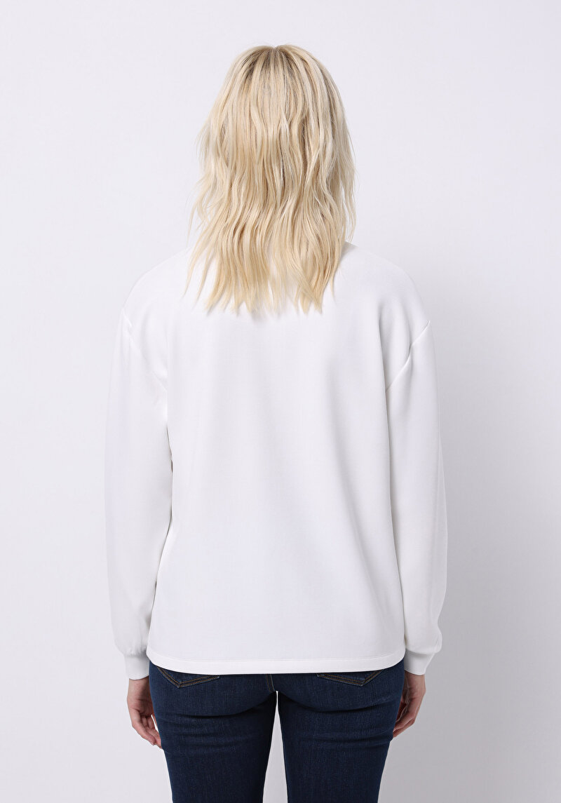 Imagine a Tricou Polo Cu Maneca Lunga De Dama Alb Regular Fit Cl1075636