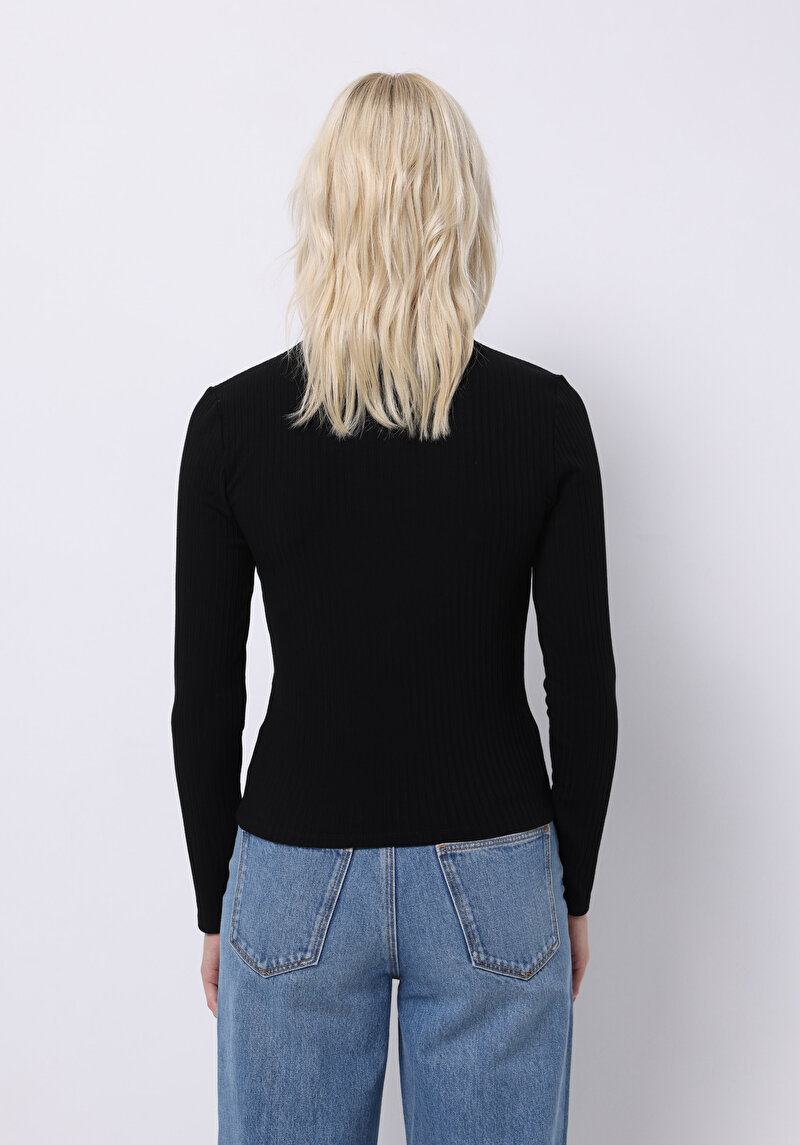 Afișați detalii pentru Bluza Cu Maneca Lunga De Dama Negru Slim Fit  Cl1075898