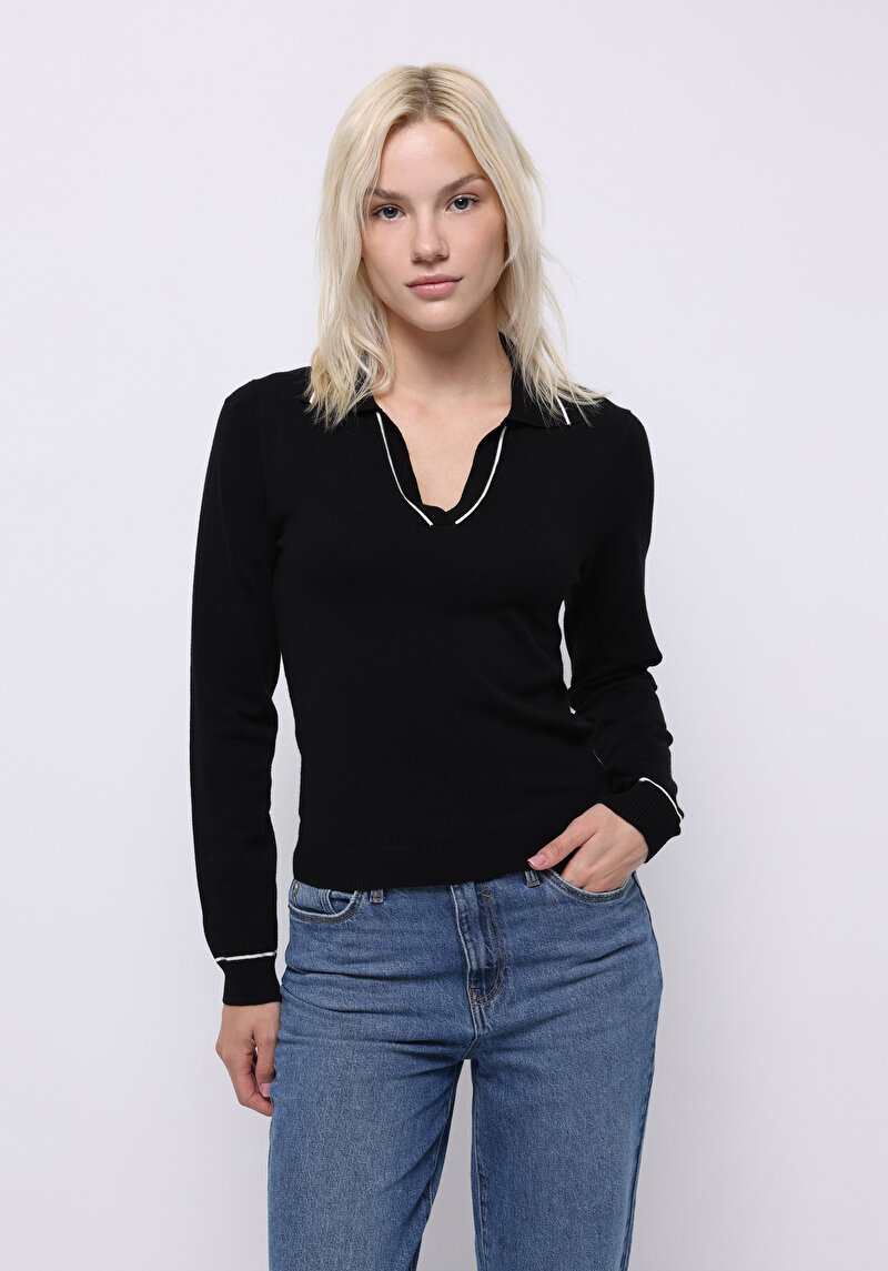 Imagine a Pulover De Dama Negru Slim Fit Cl1076351