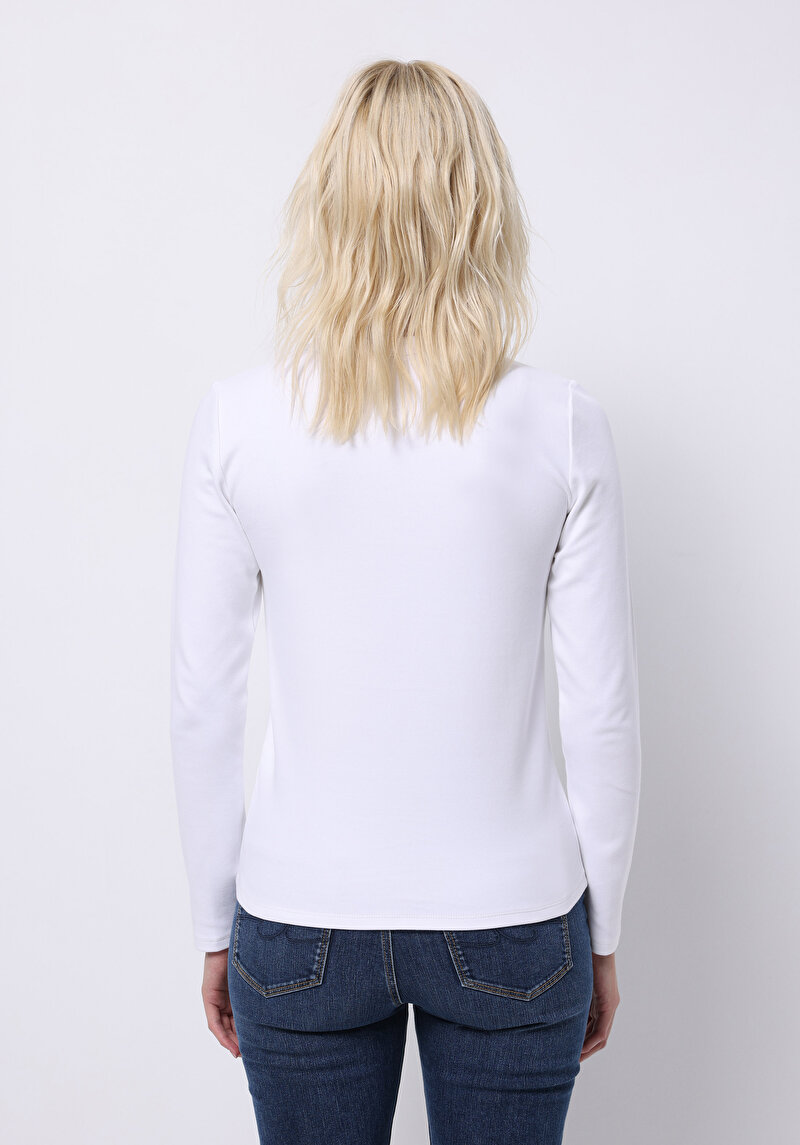 Imagine a Tricou Cu Maneca Lunga De Dama Alb Slim Fit Cl1076452