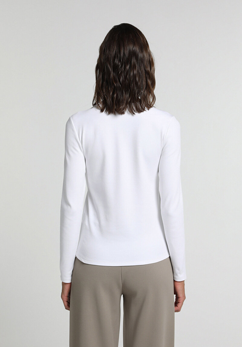Imagine a Tricou Cu Maneca Lunga De Dama Alb Slim Fit Cl1076452
