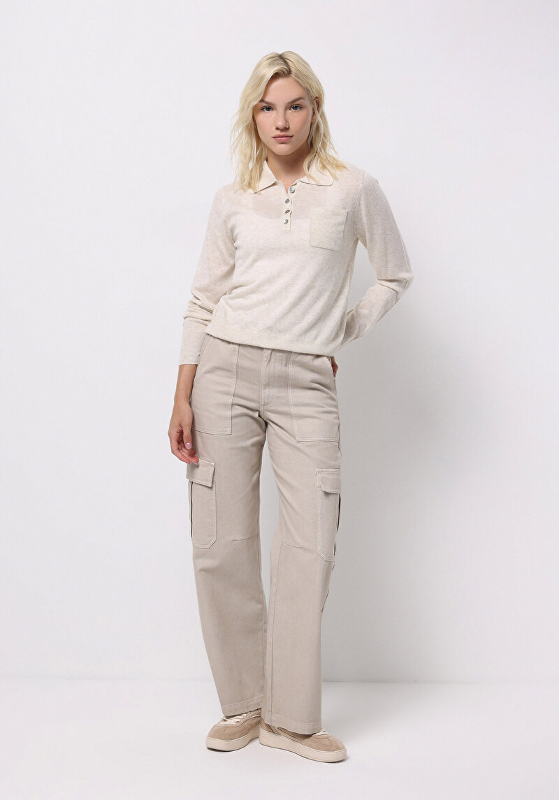 Afișați detalii pentru Pulover De Dama Ecru Slim Fit  Cl1075730