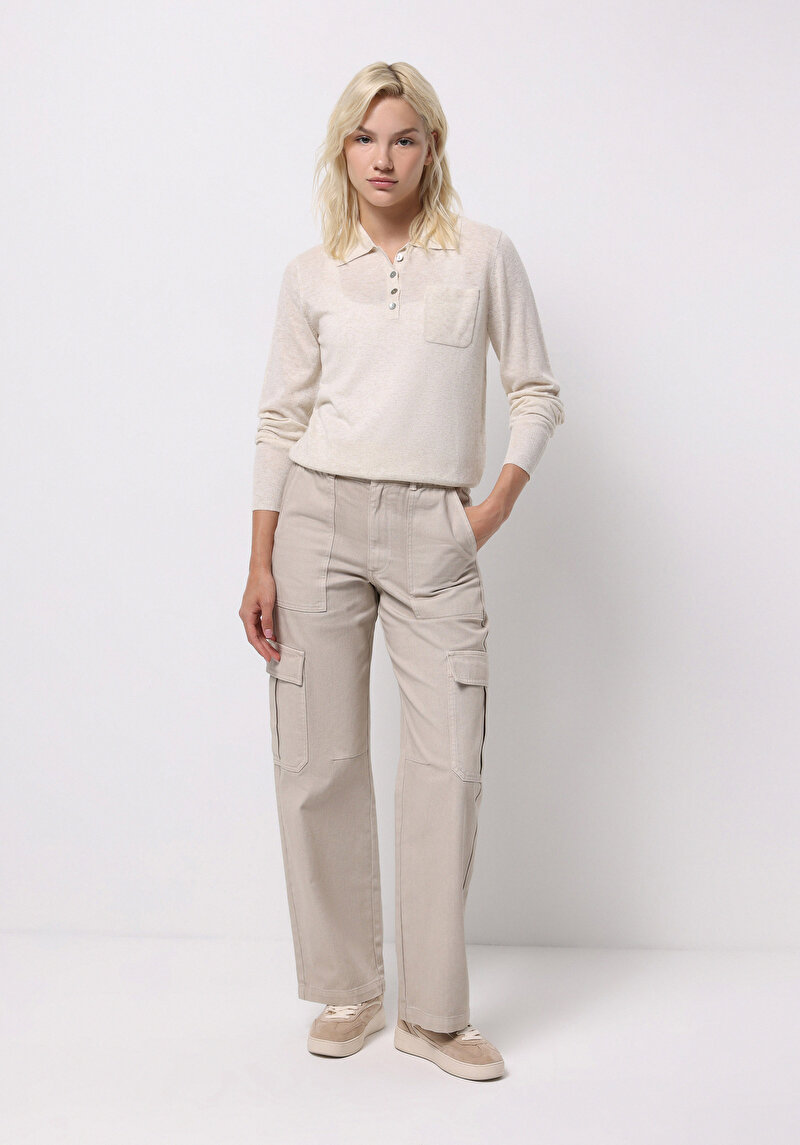 Imagine a Pantaloni De Dama Bej Regular Fit  Cl1075745