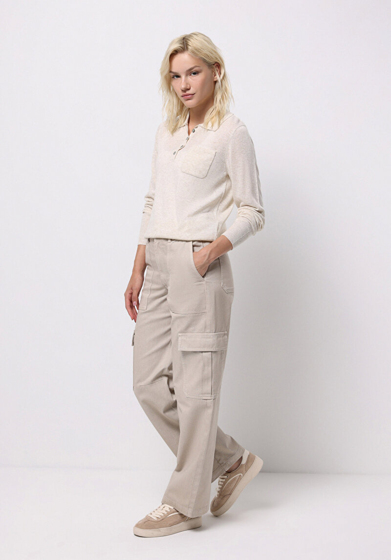Imagine a Pantaloni De Dama Bej Regular Fit Cl1075745