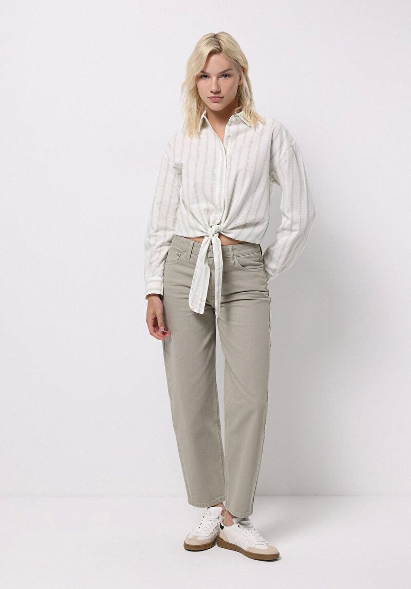 Imagine a Pantaloni De Dama Verde Barrel Fit  Cl1076105