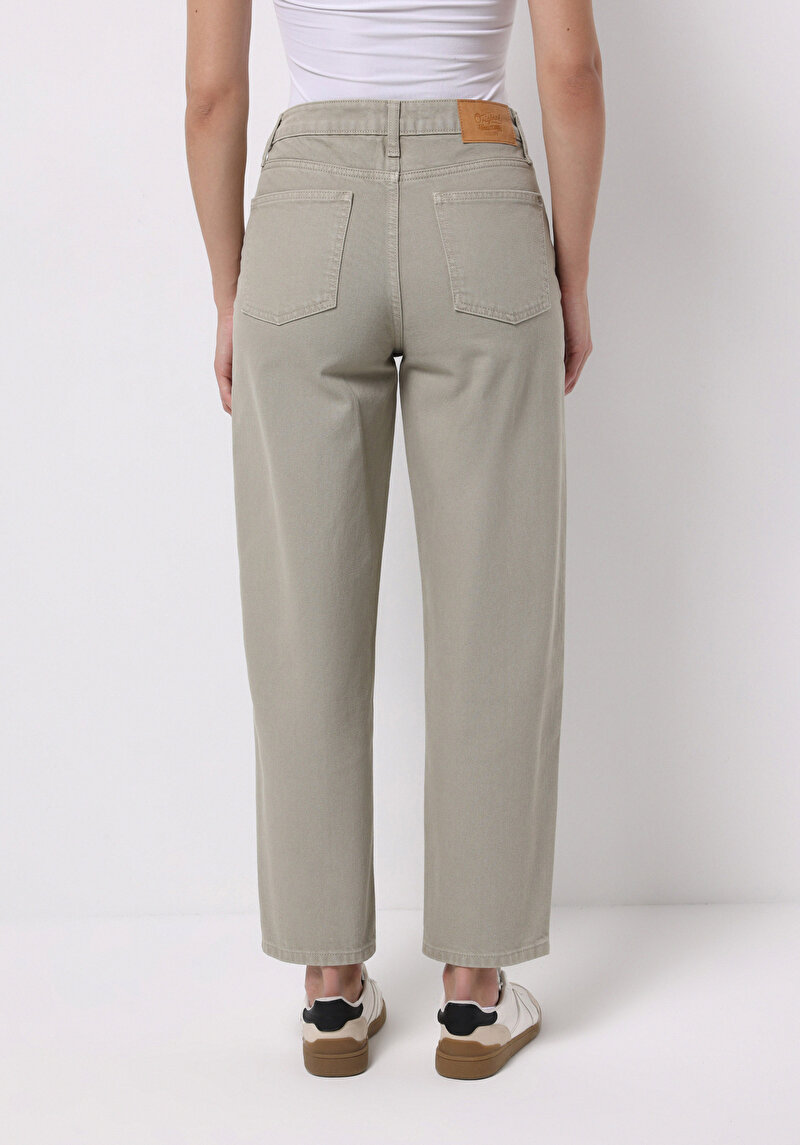 Afișați detalii pentru Pantaloni De Dama Verde Barrel Fit  Cl1076105