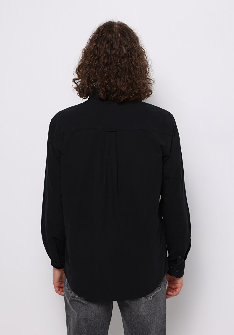 Imagine a Camasa Cu Maneca Lunga De Barbati Negru Regular Fit Cl1073845