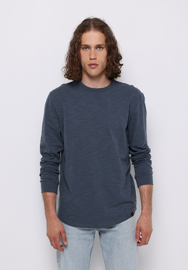 Imagine a Tricou Cu Maneca Lunga De Barbati Albastru Regular Fit  Cl1076432