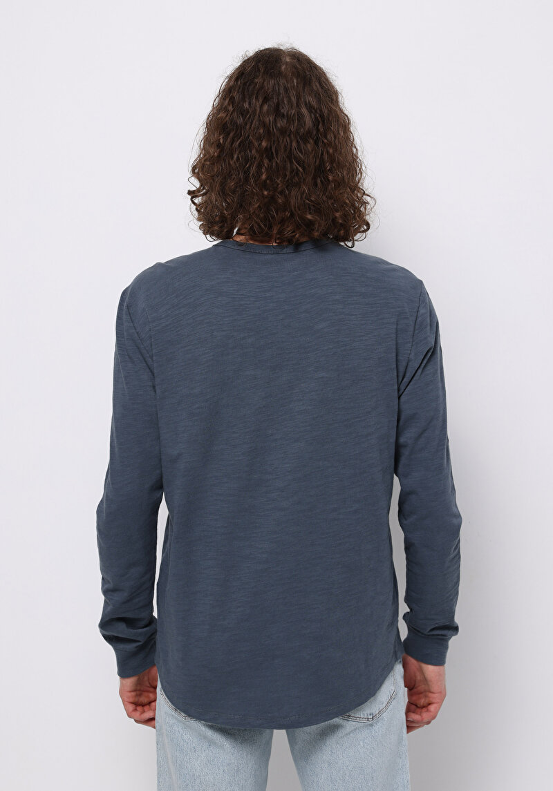 Imagine a Tricou Cu Maneca Lunga De Barbati Albastru Regular Fit Cl1076432