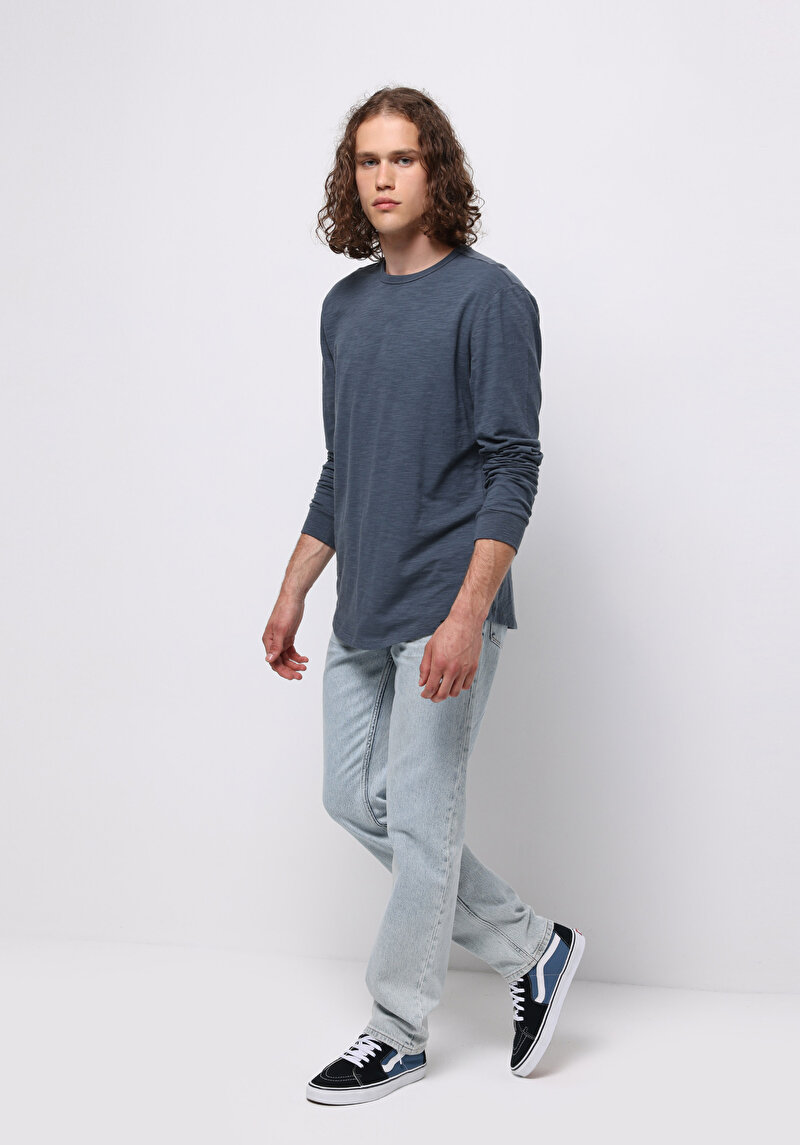 Imagine a Tricou Cu Maneca Lunga De Barbati Albastru Regular Fit Cl1076432