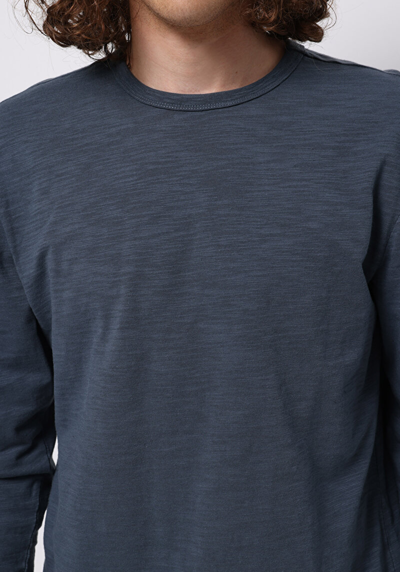 Imagine a Tricou Cu Maneca Lunga De Barbati Albastru Regular Fit Cl1076432