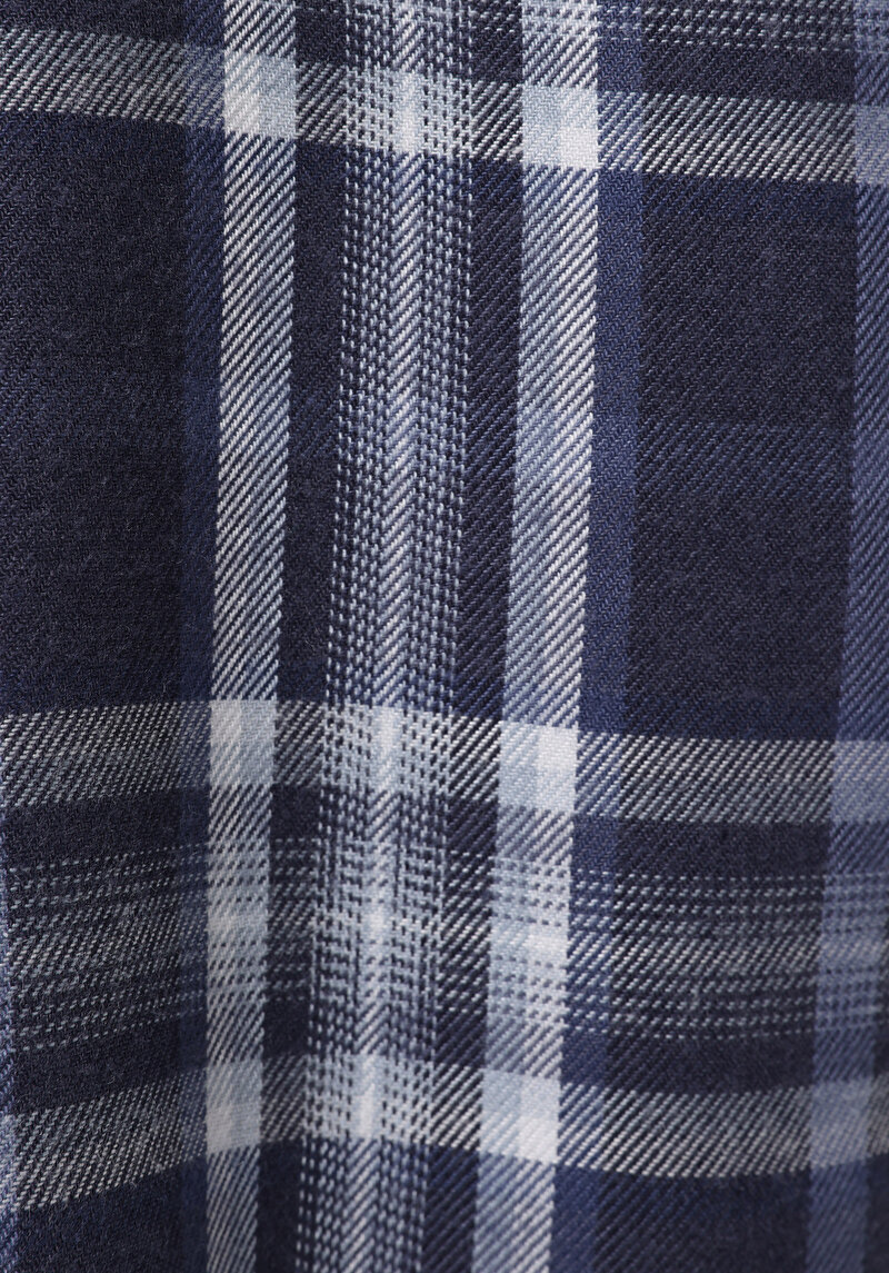 Afișați detalii pentru Cămașă Relax Fit Gât În Carouri Cămașă Cu Mânecă Lungă Bleumarin Pentru Femei