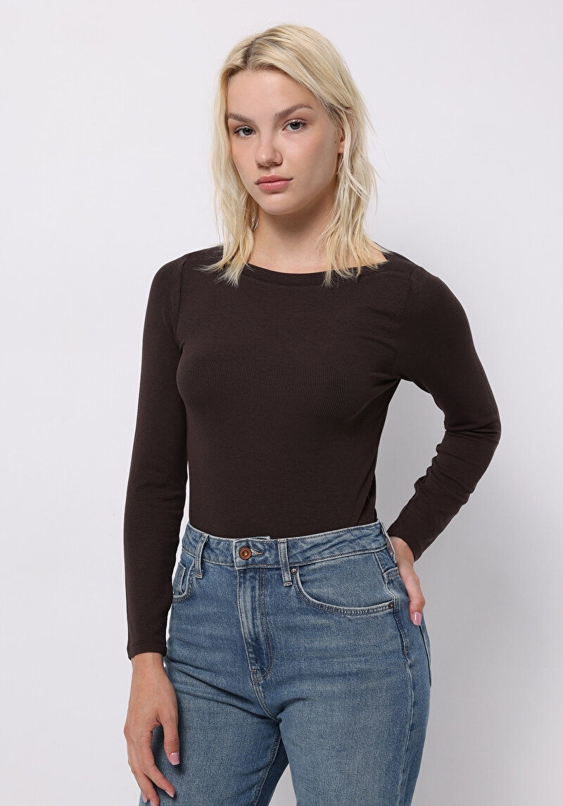 Imagine a Tricou Cu Maneca Lunga De Dama Maro Slim Fit Cl1070957