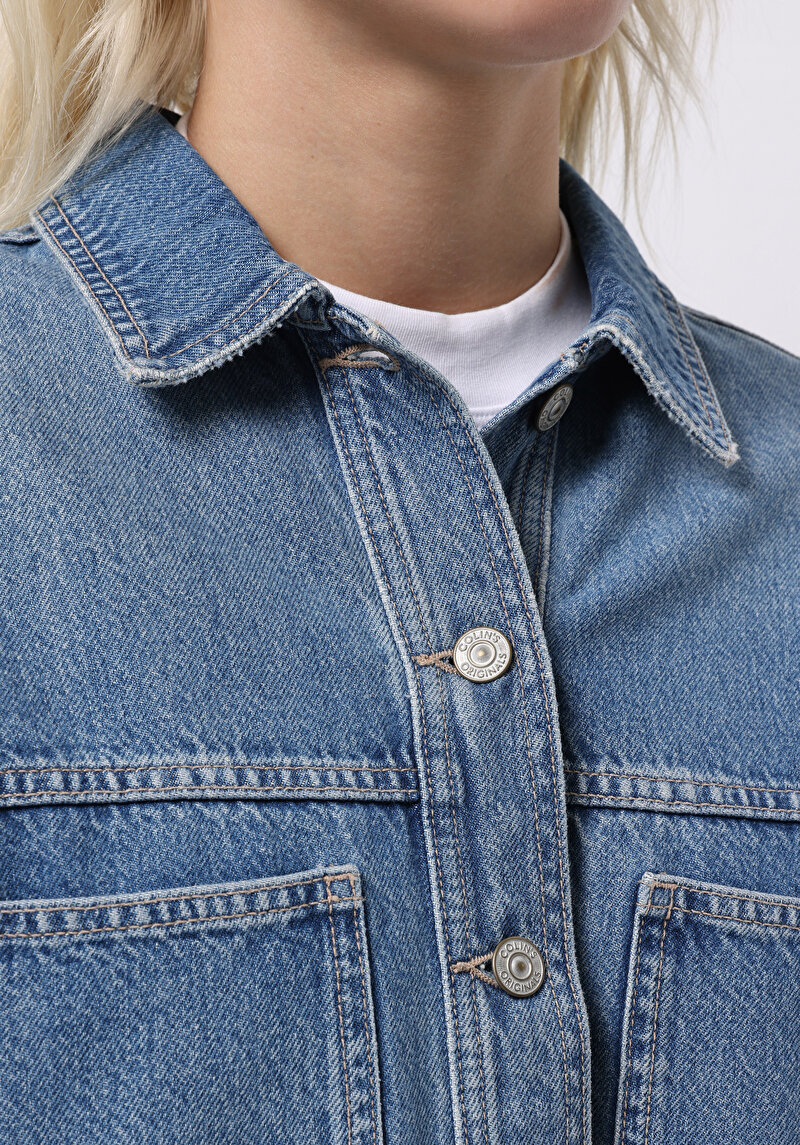 Afișați detalii pentru Jachetă De Dama Albastru Oversize Fit  Cl1076165