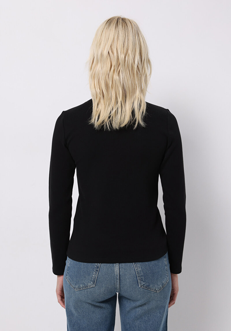 Imagine a Tricou Cu Maneca Lunga De Dama Negru Slim Fit Cl1076452