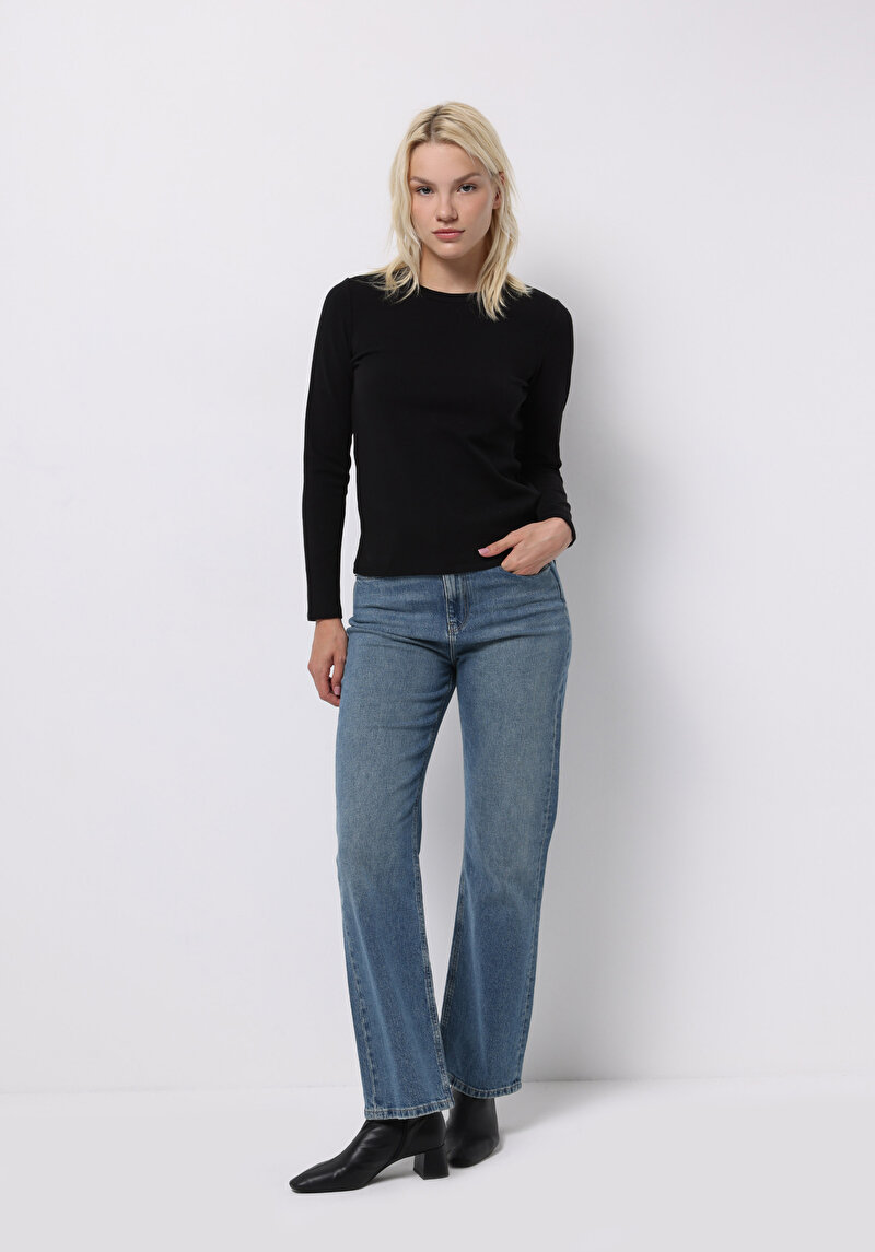 Afișați detalii pentru Tricou Cu Maneca Lunga De Dama Negru Slim Fit  Cl1076452