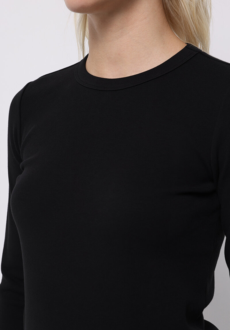 Imagine a Tricou Cu Maneca Lunga De Dama Negru Slim Fit Cl1076452