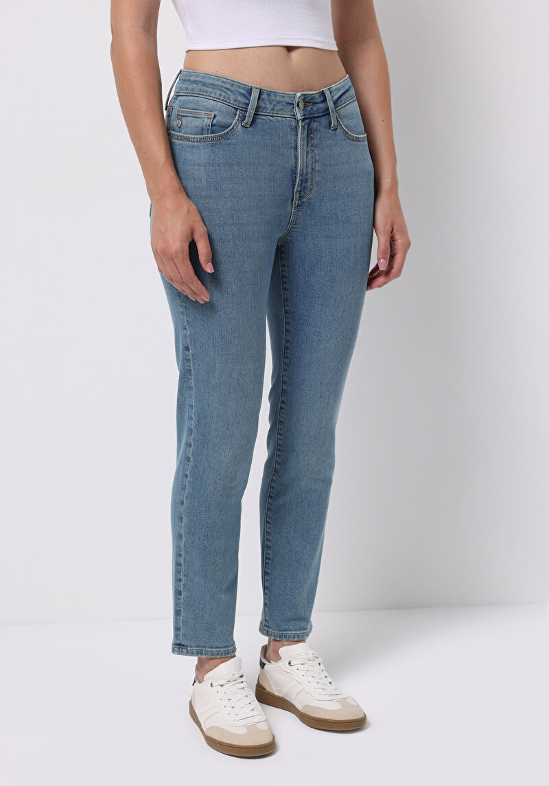 Imagine a Pantaloni De Dama Albastru Slim Fit 703 Carla Cl1076571