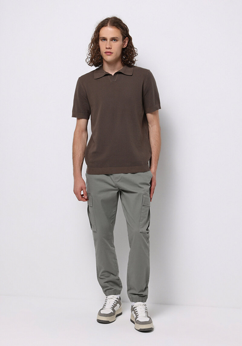 Imagine a Pulover Cu Mâneci Scurte De Barbati Bej Regular Fit Cl1075916