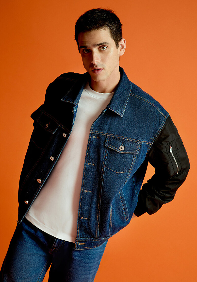 Imagine a Jacheta De Barbati Albastru Inchis Oversize Fit  Cl1076080