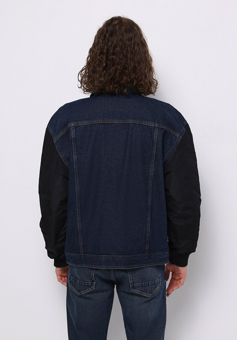 Afișați detalii pentru Jacheta De Barbati Albastru Inchis Oversize Fit  Cl1076080