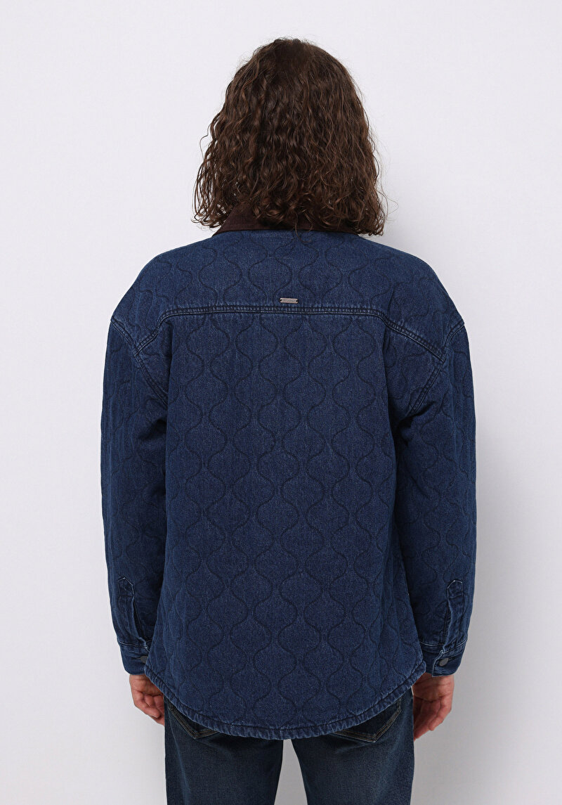 Imagine a Jacheta De Barbati Albastru Inchis Oversize Fit Cl1076143