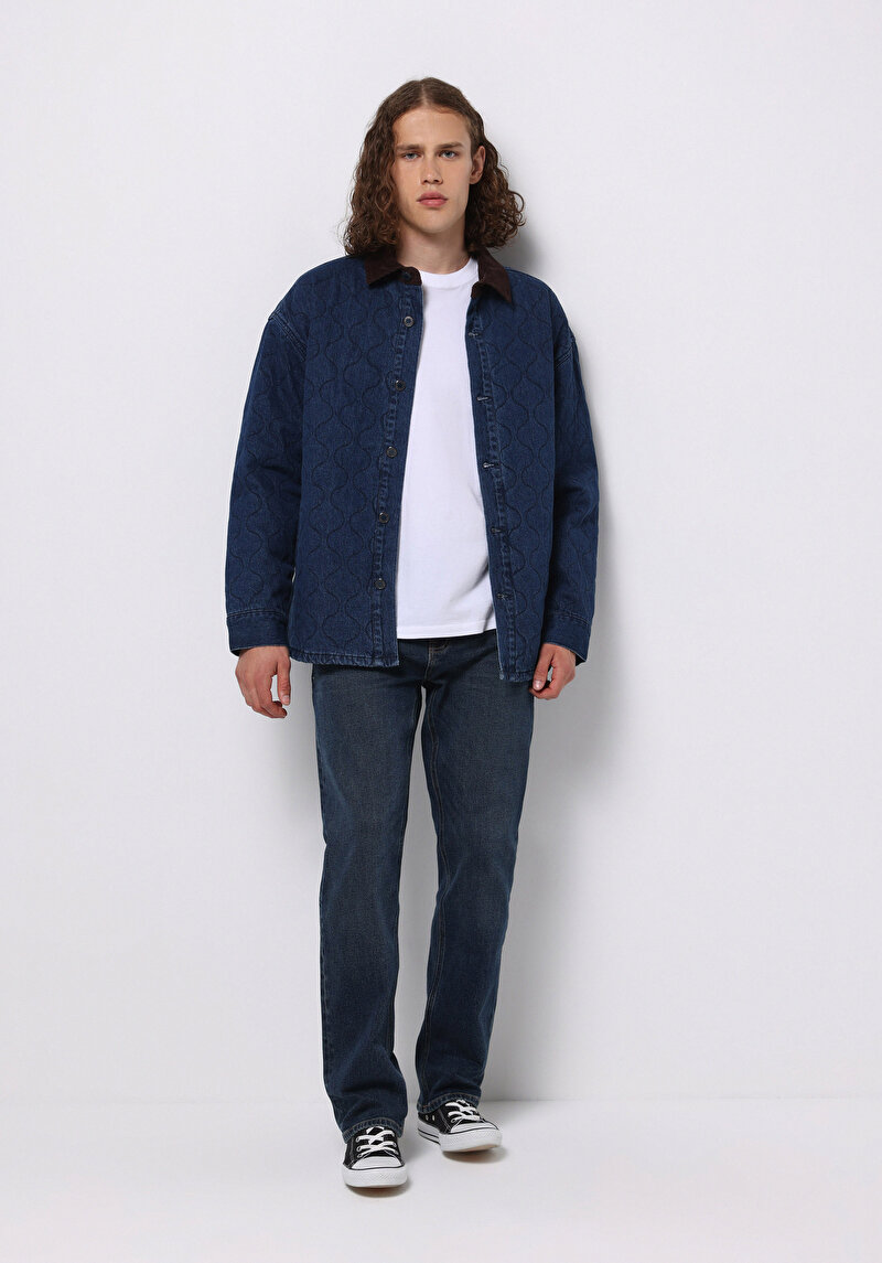 Afișați detalii pentru Jacheta De Barbati Albastru Inchis Oversize Fit  Cl1076143