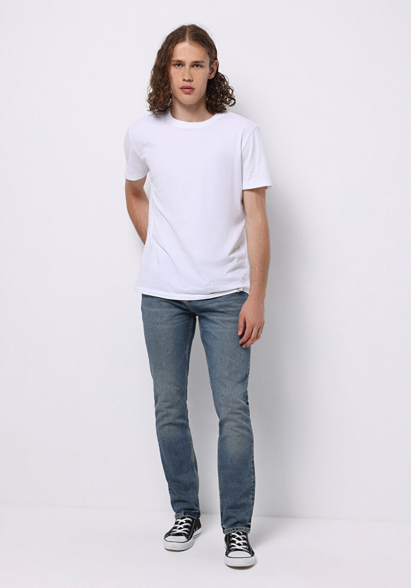 Afișați detalii pentru Pantaloni De Barbati Albastru Straight Fit 044 Karl Cl1076792