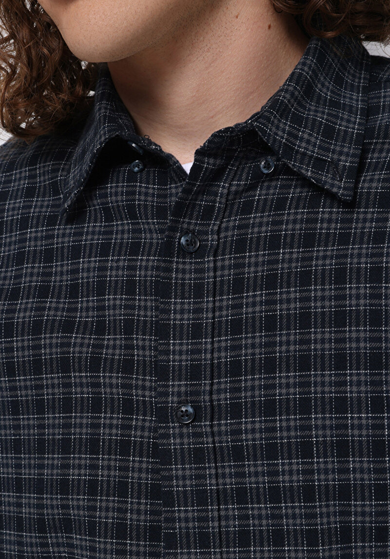 Afișați detalii pentru Camasa Cu Maneca Lunga De Barbati Albastru Marin Regular Fit  Cl1077139