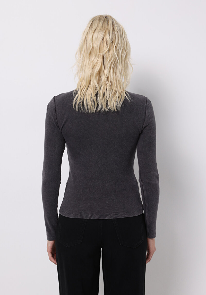 Afișați detalii pentru Tricou Cu Maneca Lunga De Dama Antracit Slim Fit  Cl1075613