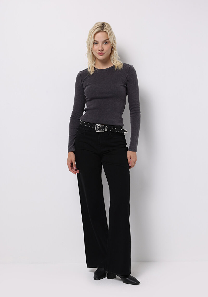 Imagine a Tricou Cu Maneca Lunga De Dama Antracit Slim Fit Cl1075613