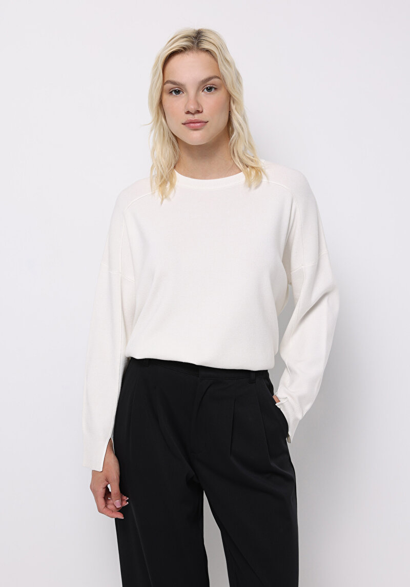 Imagine a Pulover De Dama Alb Relaxed Fit Cl1075626