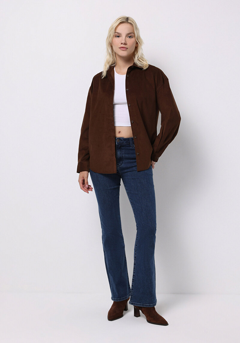 Imagine a Camasa Cu Maneca Lunga De Dama Maro Regular Fit Cl1070171