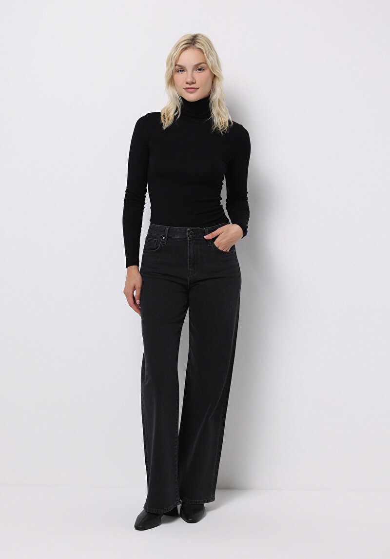 Afișați detalii pentru Tricou Cu Maneca Lunga De Dama Negru Slim Fit  Cl1076444