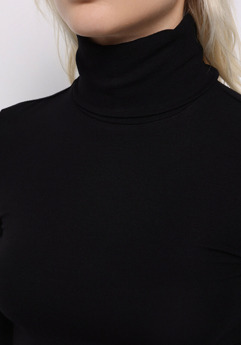 Afișați detalii pentru Tricou Cu Maneca Lunga De Dama Negru Slim Fit  Cl1076444