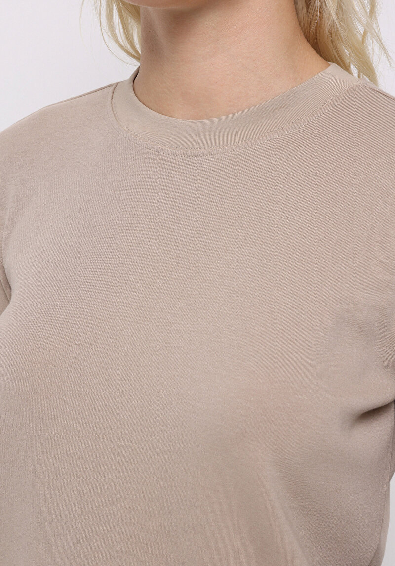 Afișați detalii pentru Tricou Cu Maneca Lunga De Dama Bej Regular Fit  Cl1076451