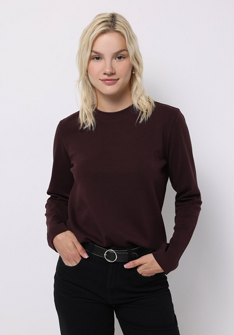 Imagine a Tricou Cu Maneca Lunga De Dama Mov Regular Fit  Cl1076451