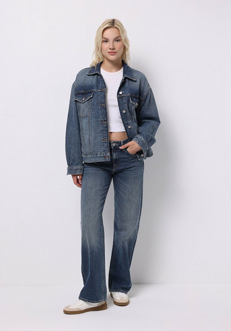 Afișați detalii pentru Jacheta De Dama Albastru Oversize Fit  Cl1076895