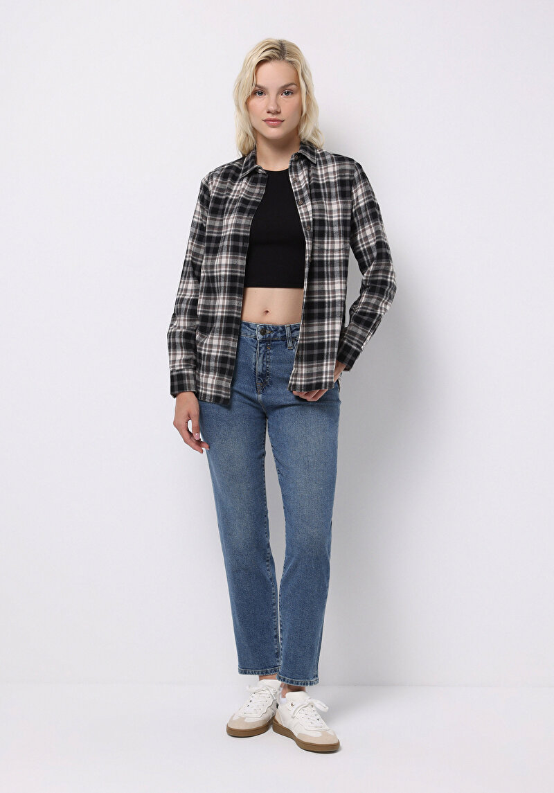 Imagine a Pantaloni De Dama Albastru Mom Fit 896  Maria Cl1076561