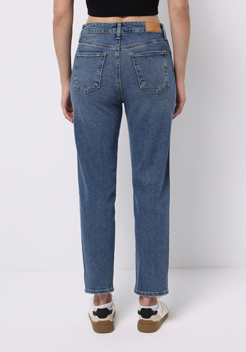 Afișați detalii pentru Pantaloni De Dama Albastru Mom Fit 896  Maria Cl1076561