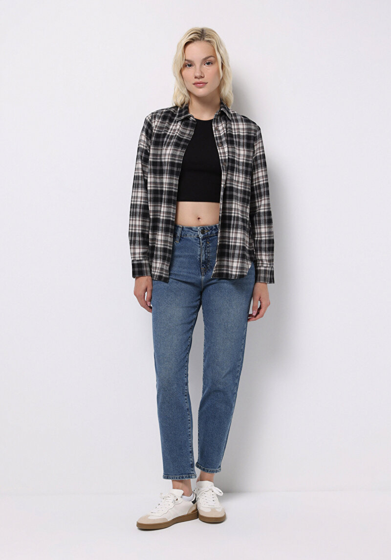 Afișați detalii pentru Pantaloni De Dama Albastru Mom Fit 896  Maria Cl1076561