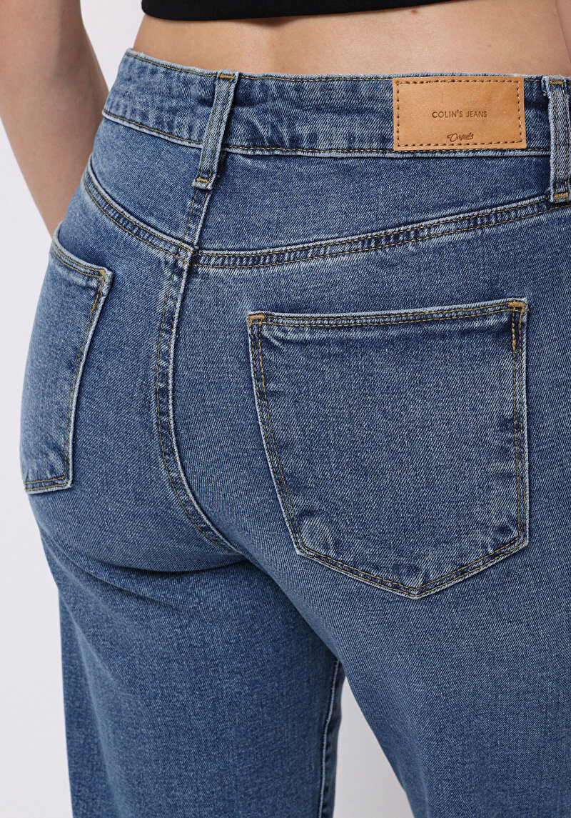 Afișați detalii pentru Pantaloni De Dama Albastru Mom Fit 896  Maria Cl1076561